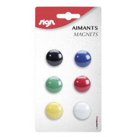 Blister 6 aimants 22mm assorti