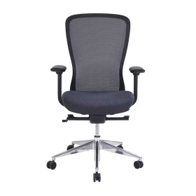 Siège de bureau konfort ergonomique assise tissu gris nuage - dossier filet noir