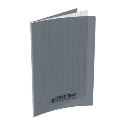 Cahier conquerant classique agrafe 170x220 96p 90g seyes polypro gris