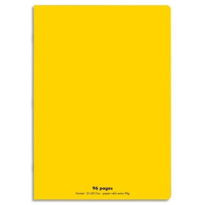 Cahier A4 21x29,7cm 96 pages 90g grands carreaux séyès. polypropylène jaune