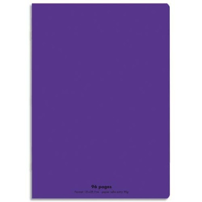 Cahier A4 21x29,7cm 96 pages 90g grands carreaux séyès. polypropylène violet