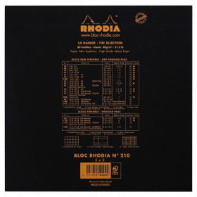 * Bloc agrafé Rhodia BLACK LE CARRÉ N°210 21x21 cm 80 feuillets petits carreaux
