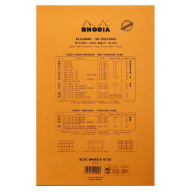 Bloc agrafé Rhodia ORANGE N°20 21x31,8 cm petits carreaux 5x5 80 feuillets perfo
