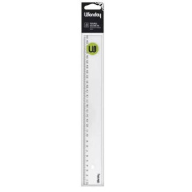 Regle plate 30 cm plastique transparent 1 biseau bord anti-taches ls