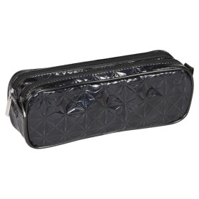 * Fantaisie Holograhique Trousse Rectangulaire 2 compartiments 22x8x10 cm Noir