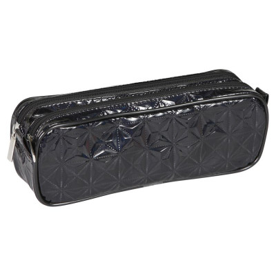 * Fantaisie Holograhique Trousse Rectangulaire 2 compartiments 22x8x10 cm Noir
