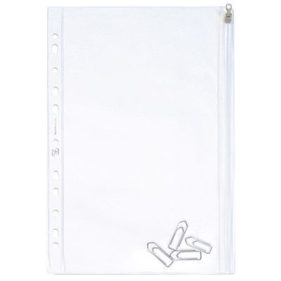POCHETTE PERFOREE OXFORD X1 30,5X17CM ZIP PVC140 LISSE INCOLORE