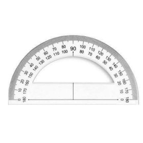 Rapporteur 180° 12 cm plastique transparent dble graduation degres ls