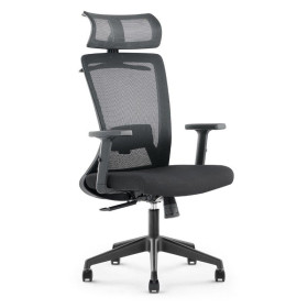 Fauteuil de bureau Kinta dossier filet et assise noire