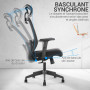 Fauteuil de bureau Kinta dossier filet et assise noire