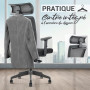 Fauteuil de bureau Kinta dossier filet et assise noire