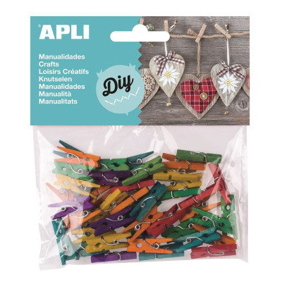 SACH 45 MINI PINCES BOIS 25X3MM COUL ASS