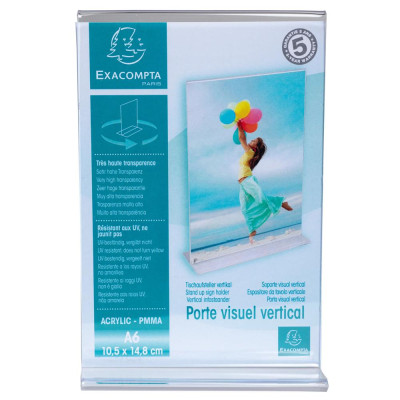 Porte-visuel droit vertical A6 cristal