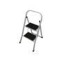 Escabeau acier 2 marches metal antiderapantes blanc garde-corps