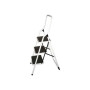 Escabeau acier 3 marches metal antiderapantes blanc garde-corps