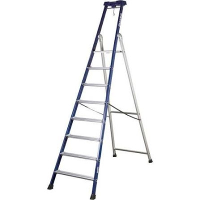 Escabeau aluminium 8 marches antiderapantes de 120 mm porte-outils
