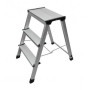 Escabeau acier 3 marches metal revetement antiderapant blanc