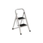 Escabeau acier 2 marches metal revetement antiderapant blanc