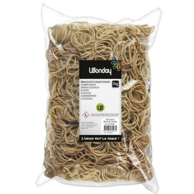 Sac de 1 kg de bracelets caoutchouc blonds 60 x 1,8 mm