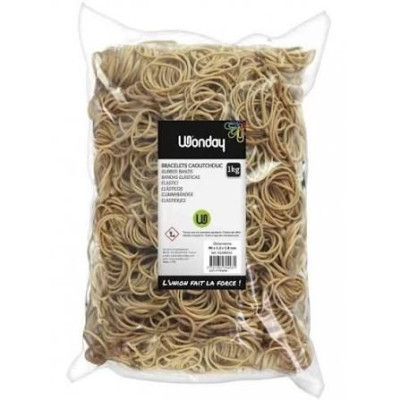 Sac de 1 kg de bracelets caoutchouc blonds 70  x 5 mm