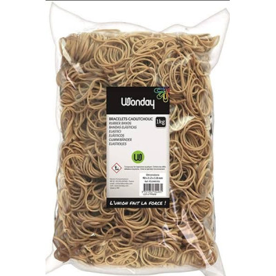 Sac de 1 kg de bracelets caoutchouc blonds 90 x 6 mm