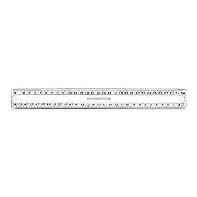Triple decimetre plastique transparent 2 biseaux gradues poignee ls