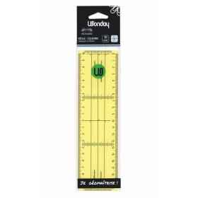 Regle-equerre 21 x 6 cm plastique incassable souple jaune ls