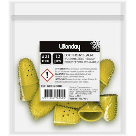 Sachet de 12 doigtiers herisson perfores antiderapants diam 22 mm jaune