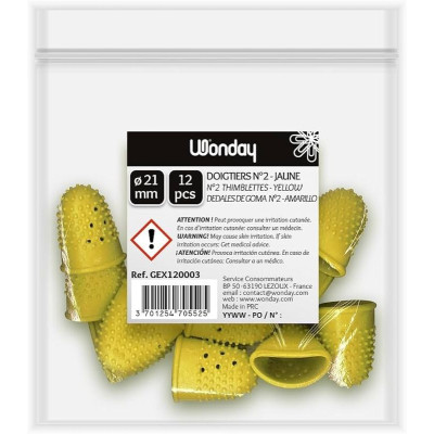 Sachet de 12 doigtiers herisson perfores antiderapants diam 22 mm jaune