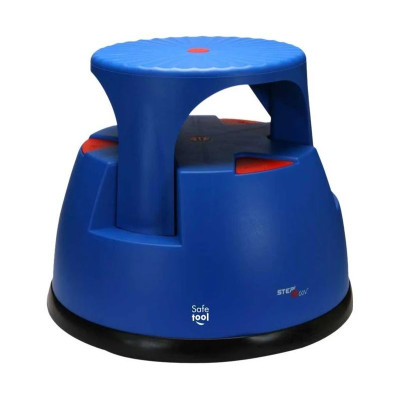 Tabouret plastique roulant 2 hauteurs 19,5/38cm charge max 150 kg bleu