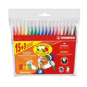 STABILO Pack de 18 Feutres Pointes Moyennes POWER