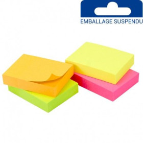 Bloc note repositionnable néon 4 x 100 feuilles 50x37mm suspendu