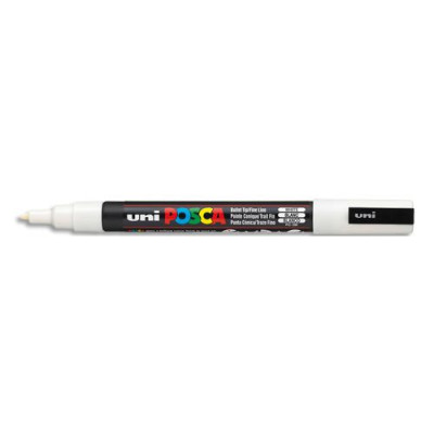 Uniball Posca trait fin 0.9 - 1.3mm pointe conique PC3M blanche