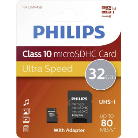 PHILIPS Carte mémoire microSDHC + adaptateur  FM16MP45B 16 Go