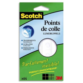 Scotch p/64 Pastille adhésive scotch invisible double face