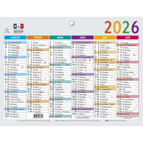 Calendrier Multicolore 13 x 17 cm Semestriel 2027