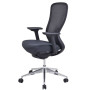 Siège de bureau konfort ergonomique assise tissu gris nuage - dossier filet noir