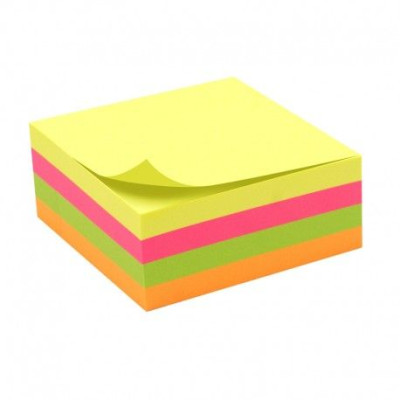 Bloc note repositionnable 4 couleurs néon 320 feuilles 75x75mm unité