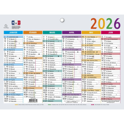Calendrier Multicolore 13 x 17 cm Semestriel 2027