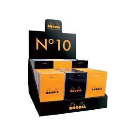 Blocs agrafés Rhodia O&B N°10 5,2x7,5cm 80f Q.5x5 80g en présentoir de 60 pcs