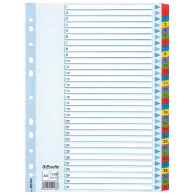 Intercalaire carton, A4, 31 touches numeriques Esselte, Multicolore