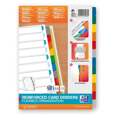 INTERCALAIRES NEUTRES A4 12 POSITIONS MYLAR COLORE 170G ASSORTI