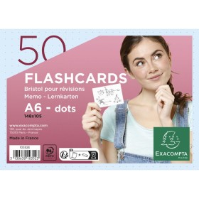 50 flashcards bristol A6 dots bleu