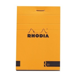 Bloc agrafé Rhodia le R ORANGE N°11 7,2x10,5cm 70f ligné 90g