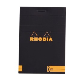Bloc agrafé Rhodia le R BLACK N°11 7,2x10,5cm 70f ligné 90g