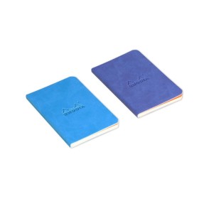 Rhodiarama 2 Minibooks souples TURQUOISE&SAPHIR 7x10,5cm 64p L pap. ivoire 90g