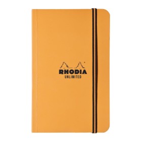Rhodia Unlimited ORANGE 9x14cm 120p L+C microperf. +élastique paquet de 10