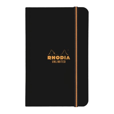 Rhodia Unlimited BLACK 9x14cm 120p L+C microperf. +élastique paquet de 10