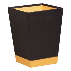 Rhodiarama corbeille à papier simili cuir italien BLACK 27x27x32cm