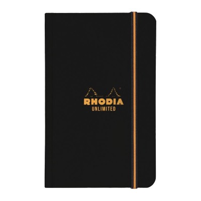 Rhodia Unlimited BLACK 9x14cm 120p Q.5X5+C microperf. +élastique paquet de 20